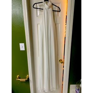 White, Open-back, Halter Jumpsuit